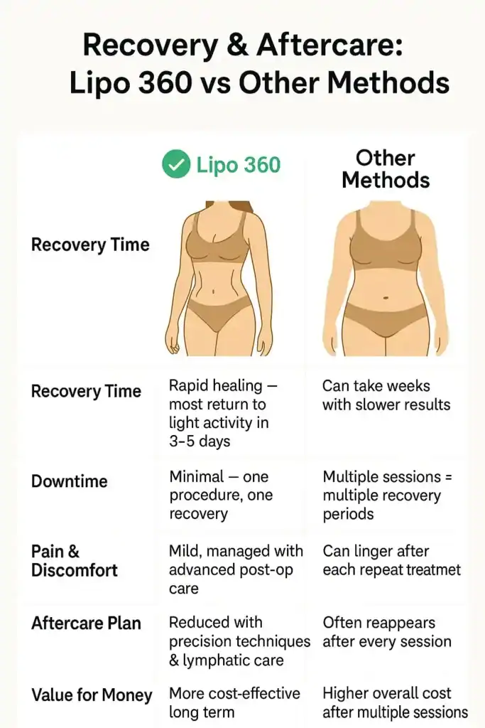 Recovery and Aftercare for Fat-Dissolving Surgery 2 Table to show fat dissolving injection aftercare Birmingham